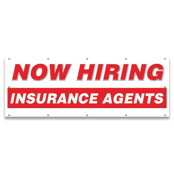 Now Hiring Insurance Agents Banner Apply Inside Accepting Application Single Sided